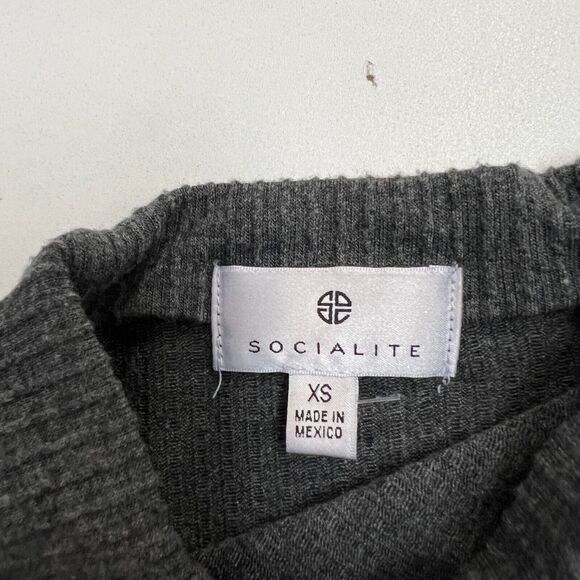 Socialite Tunic Dress XS Extra Small Gray Ribbed Mock Mid Sleeve Raglan Seams - Picture 7 of 10